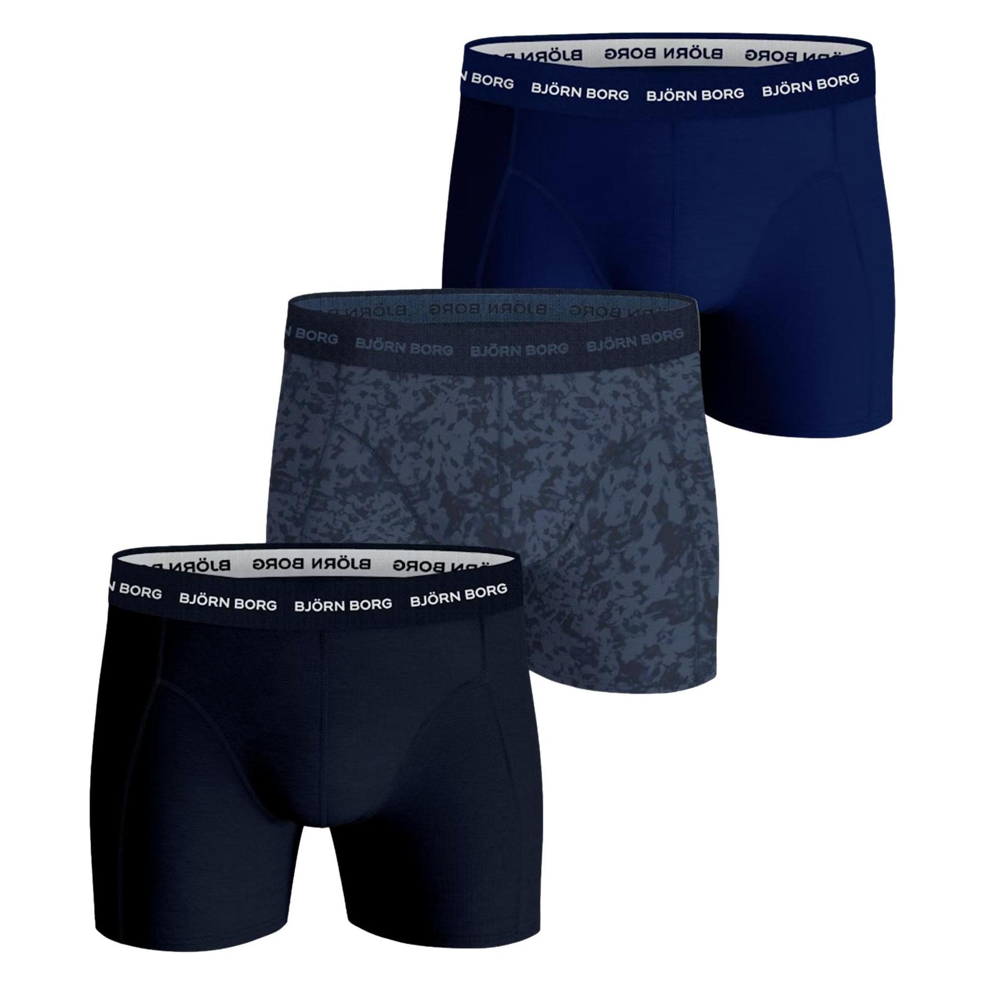 Björn Borg, Herren, Unterhosen, Boxershorts Unterhosen Stretch Boxers 3-pack, Blau, Schwarz, Mehrfarbig, (M, 3er Pack)