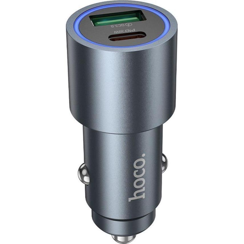 Hoco Auto charger Car charger USB A + USB C PD QC3.0 48W Z60 black, Adattatore per auto, Nero