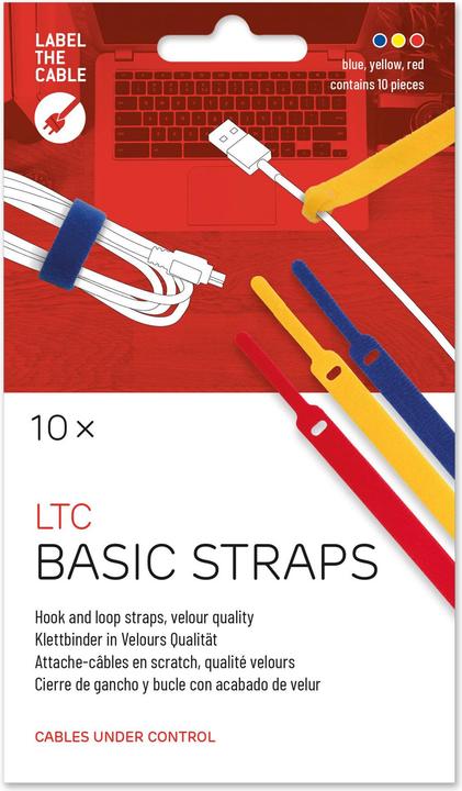 Actual product image Label-the-cable LTC BASIC 10 Power hook and loop binder rt, gb, bl (Velcro cable ties, 170 mm, 10 pcs.)
