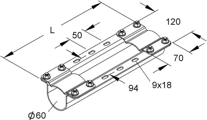 Actual product image Niedax NIE MIMTA 60/325 F mounting bracket D 60mm L325mm feuerv. (Cords)
