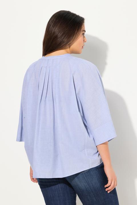 Immagine prodotto Ulla Popken Blusa dal taglio oversize con pieghe, scollo a V e maniche a pipistrello (50, 52)