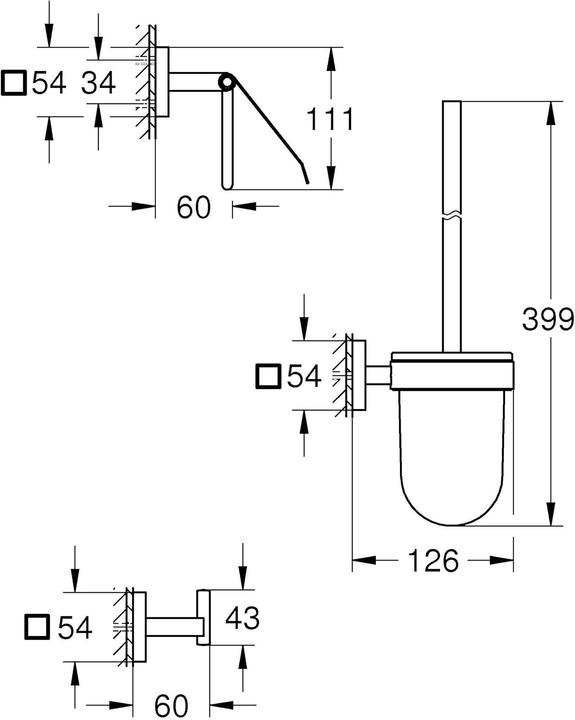 Produktbild Grohe Start Cube QuickFix Accessoire WC-Set 3 in 1, kleben oder bohren, mattschwarz