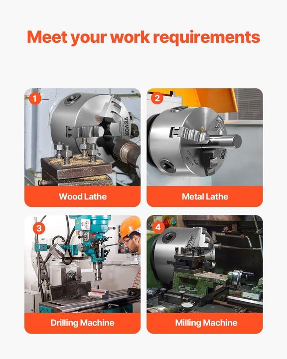 Actual product image Vevor Self-Centering Lathe Chuck