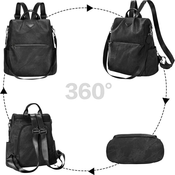 Produktbild Only-Bags.Store Rucksack klein, Stadtrucksack aus veganem Leder, Rucksack Handtasche Anti-Diebstahl, eleganter
