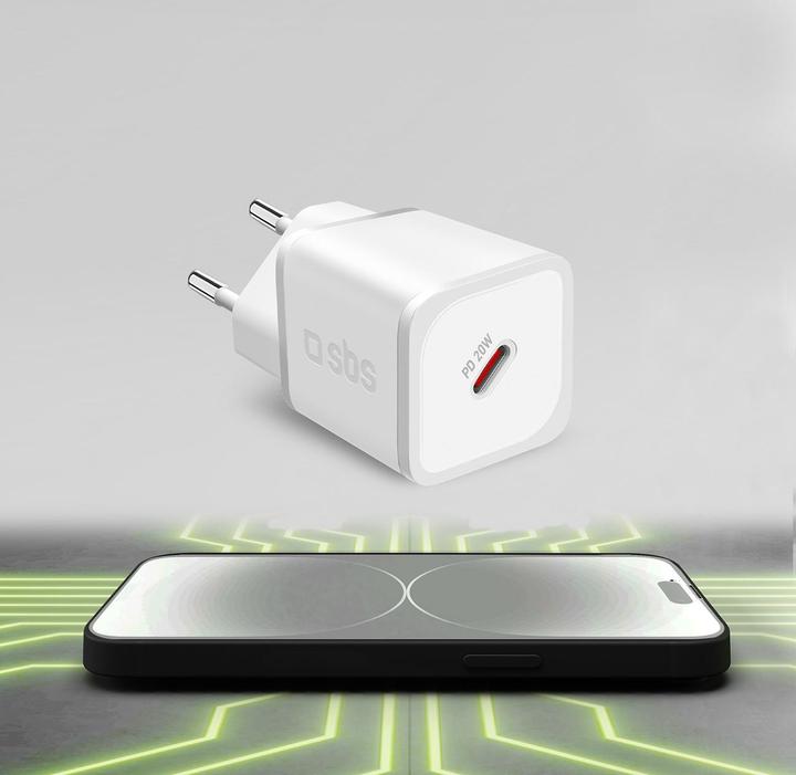 Produktbild SBS PD Reiselader 20W USB-C GaN weiá (20 W, 1 Port)