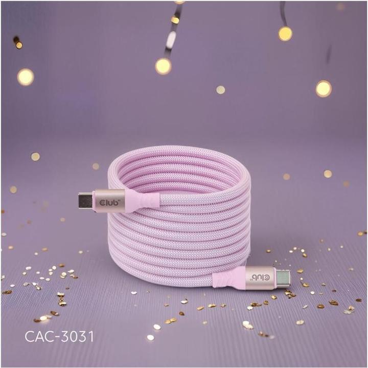 Actual product image Club 3D Club3D Lifestyle USB-C Magnetisches Kabel 240W 2m rosa St/St (2 m, USB 2.0, 240 W)