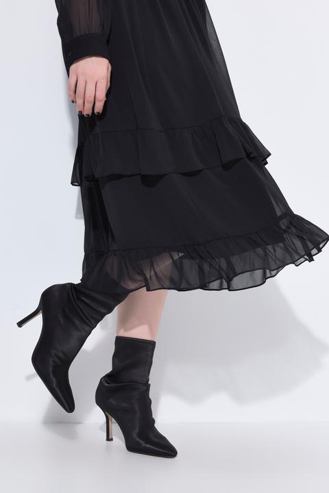 Image du produit Ulla Popken Robe midi coupe trapèze, col montant, ruchés et manches longues (46, 48)