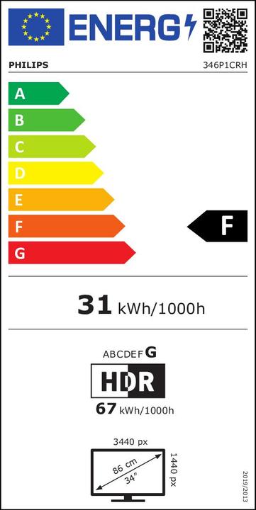 Energie-Label Philips 346P1CRH/69 (3440 x 1440 Pixel, 34")