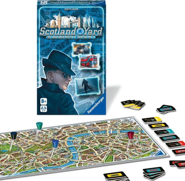 Actual product image Ravensburger 22451 - Scotland Yard, bring-along game for 2-4 players, strategy game for ages 8 and up (Dutch, French, German, Italian, Portuguese, Spanish, 2 - 4 Players)