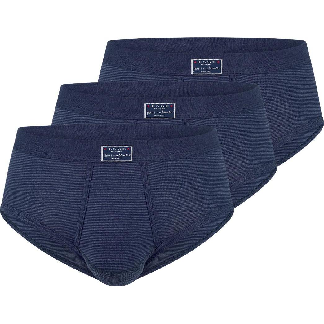 ESGE, Herren, Unterhosen, 3er Pack - Feinripp Jeans Slip mit Eingriff, Blau, (L, 3er Pack)