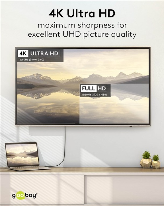 Produktbild Goobay USB-C-auf-HDMI-Kabel 4K @ 60 Hz, 1 m, schwarz (1 m, HDMI)