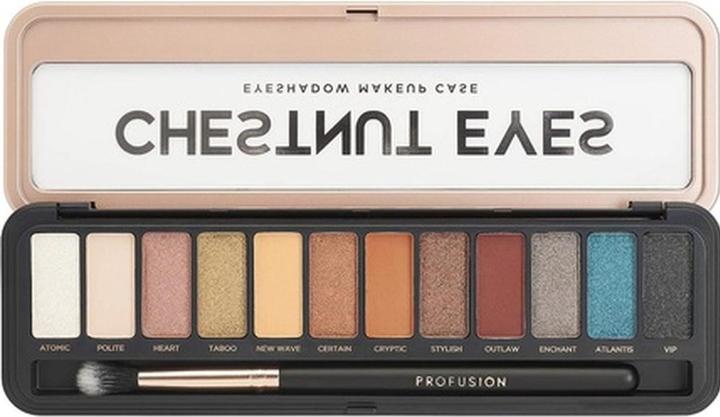 Actual product image Profusion Cosmetics Pro Makeup Case Eyeshadow Palette for Chestnut Eyes (earthy brown tones, Maroon, Soft taupes)