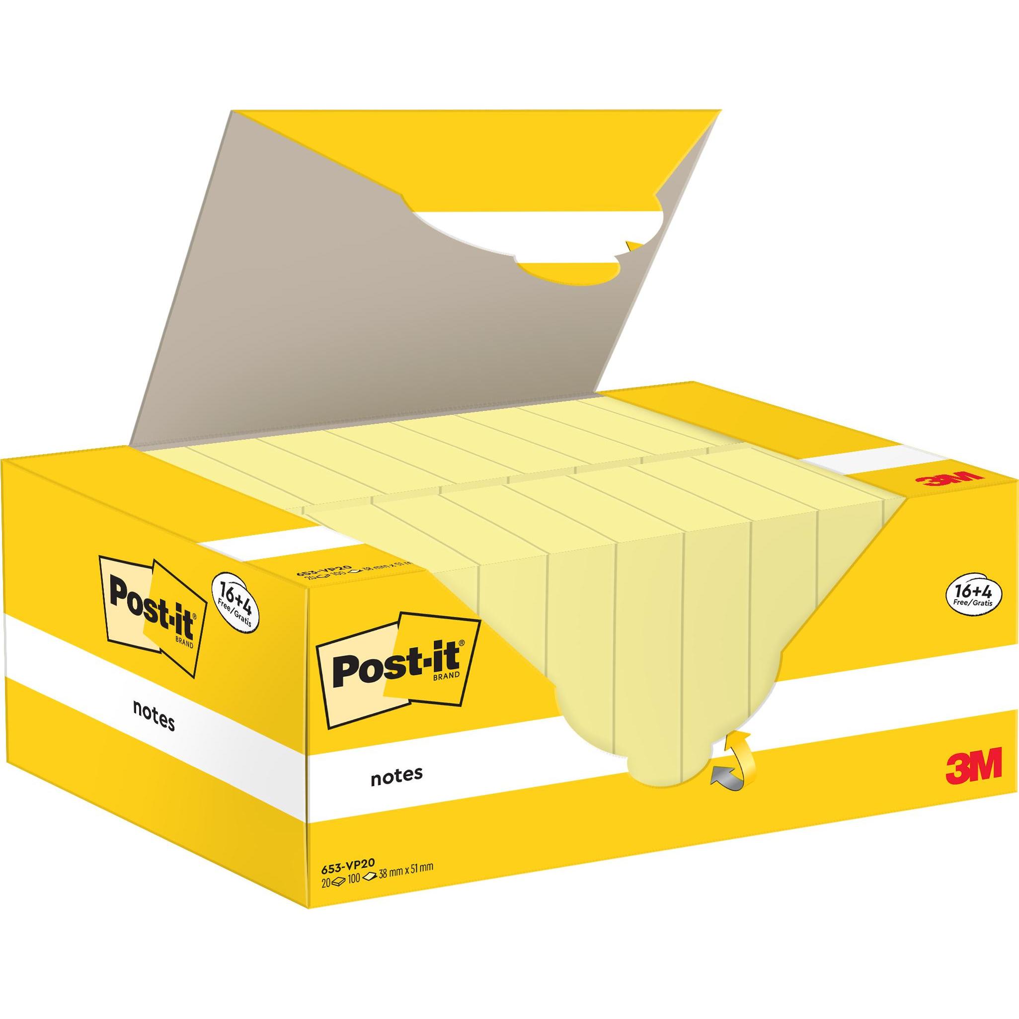 Thumbnail - Post-it, Haftnotiz, Haftnotzien 16 + 4 (38 x 51 mm)