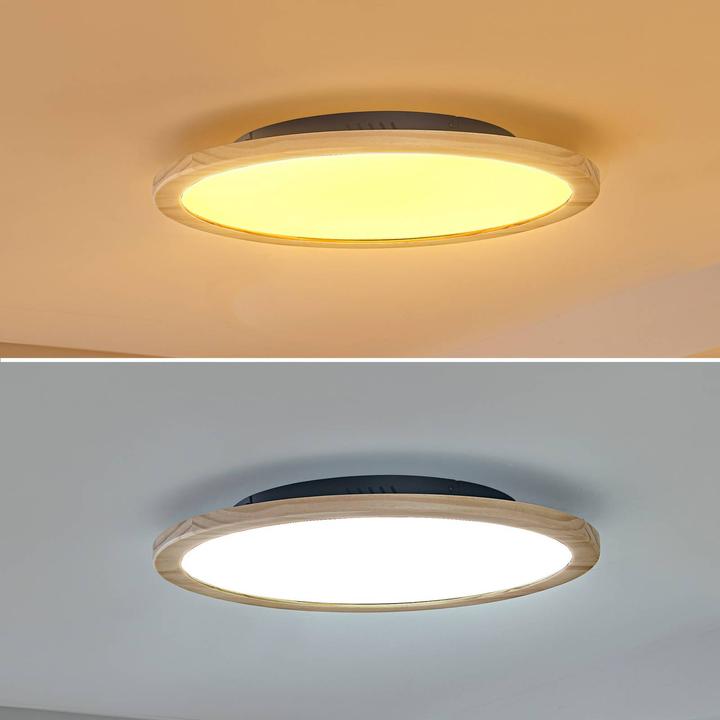 Produktbild Lucande Joren LED-Deckenleuchte rund Holz Ø 48 cm (2170 lm)