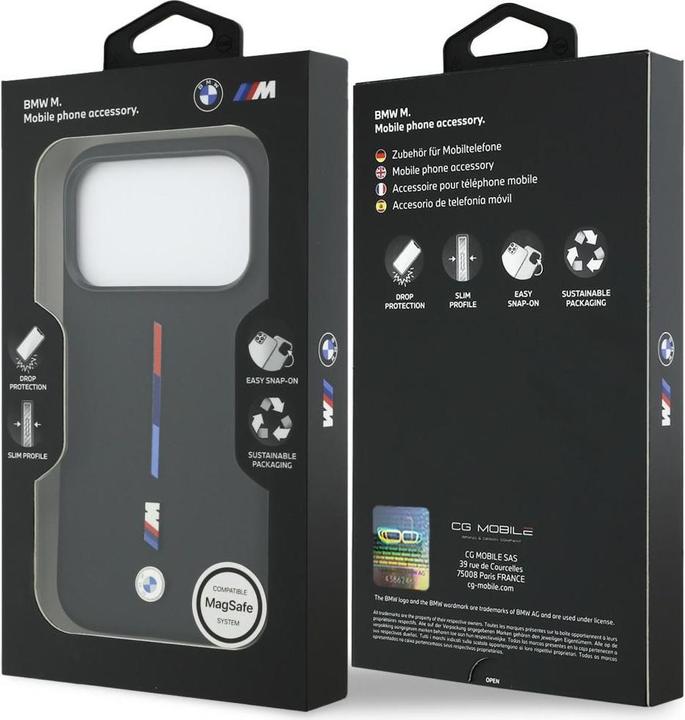 Produktbild BMW M Silicon Tricolor Line MagSafe Case for iPhone 17 Pro Black (Apple iPhone 17 Pro)