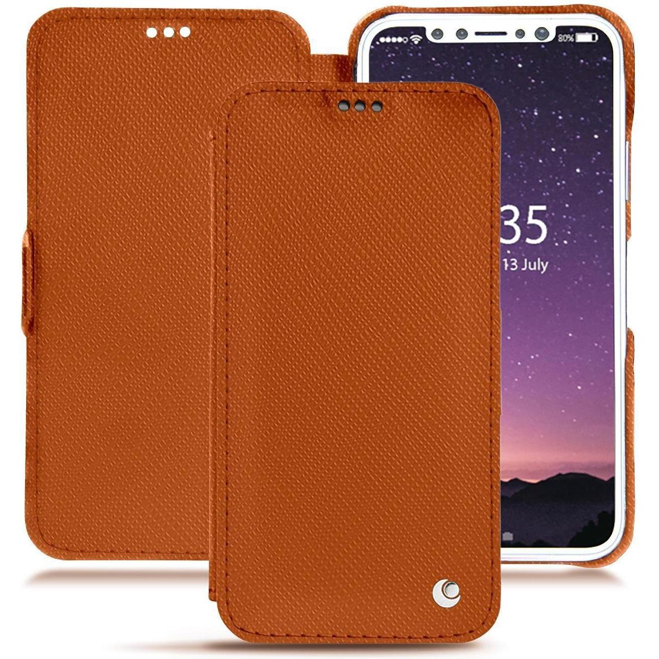 Noreve Lederschutzhülle horizontal (Apple iPhone XS), Smartphone Hülle, Orange