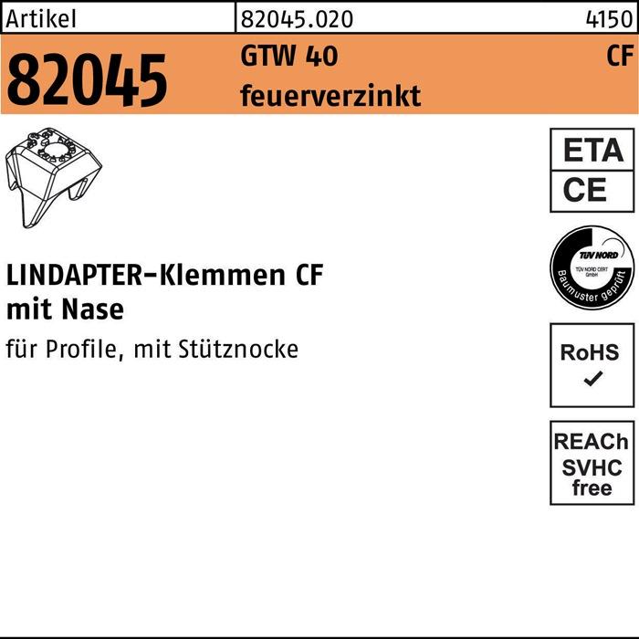 Produktbild Lindapter Klemme R 82045 GTW 40 CF M12 SphÃ¤roguÃŸ feuerverz. 1 StÃ¼ck (0.01 m)