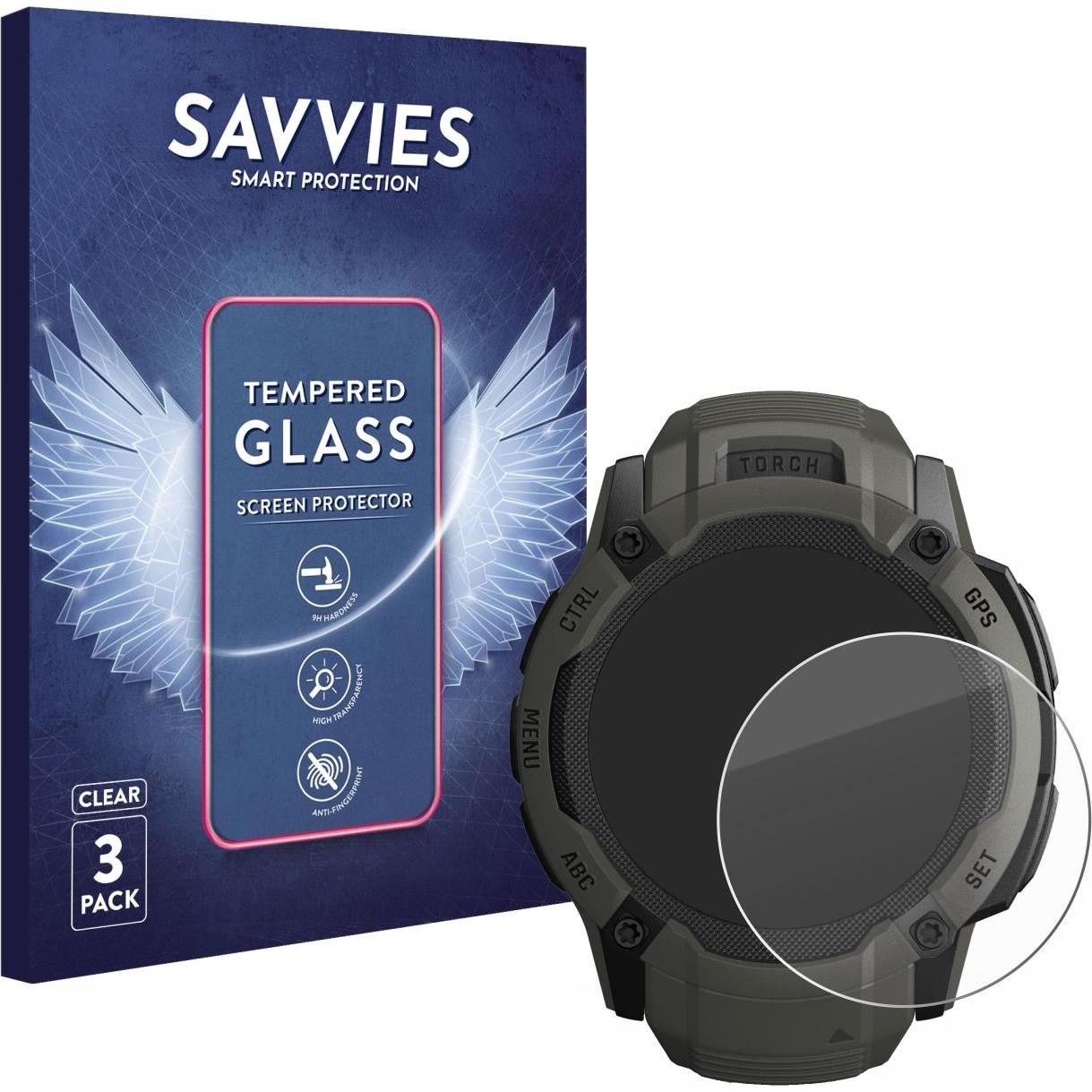 Savvies Panzerglas Schutzglas Displayschutz, Smartwatch Schutzfolie, Transparent