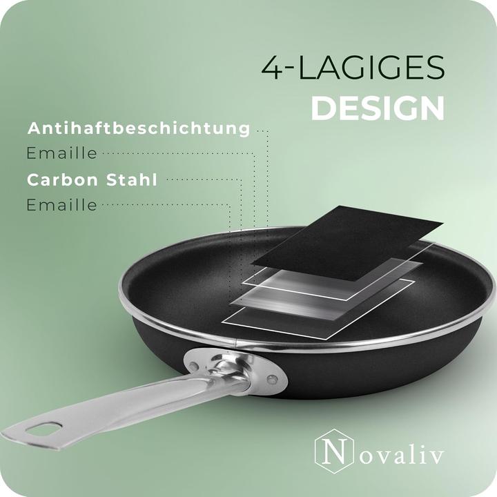 Produktbild Novaliv Energiesparpfanne 28 cm Einsparung bis zu 40% - Emaillierter Stahl, Antihaft Beschichtung in (24 cm, Bratpfanne)