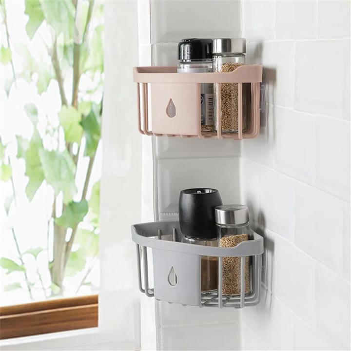 Produktbild König Design Duschregal Duschkorb Ablage Ohne Bohren Badregal Duschregal Eckregal Organizer (19 x 9 x 9 cm)
