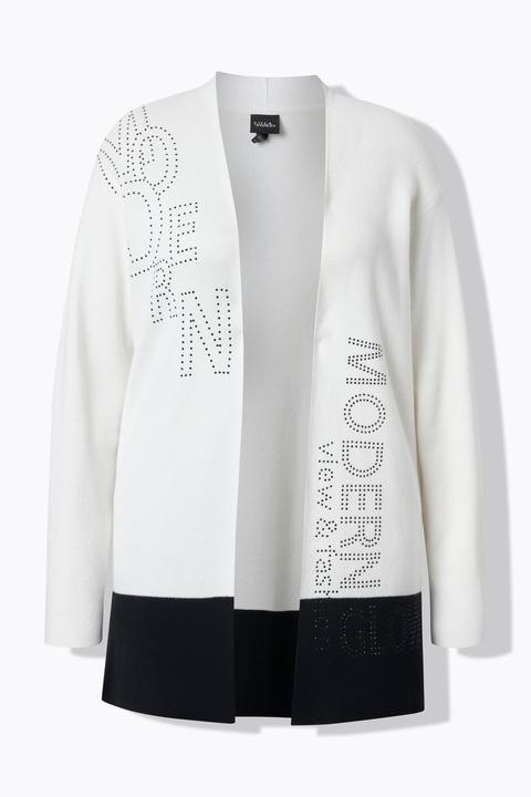 Produktbild Ulla Popken Strickjacke, Schriftmotiv, Kelchkragen, 3/4-Arm (46, 48)