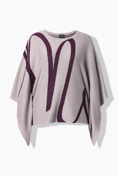 Produktbild Ulla Popken Strick-Poncho, Pinselstrich, Overzized, Rundhals (42, 48)