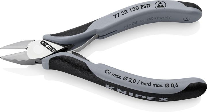 Produktbild Knipex 77 32 130 ESD Elektronik-Seitenschneider ESD mit Mehrkomponenten-Hüllen 130 mm (130 mm)