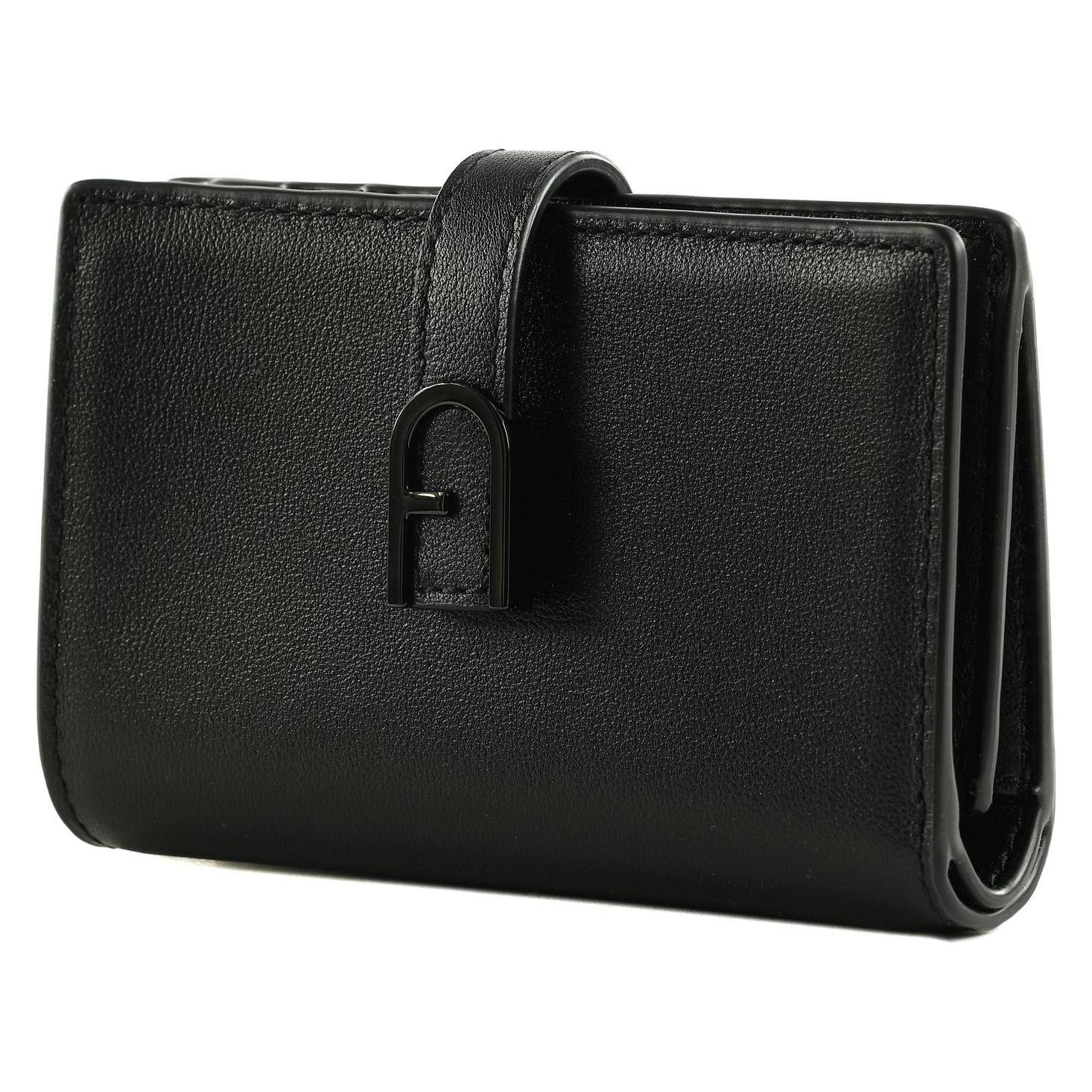 Furla, Damen, Portemonnaie, Flow Compact Wallet, Schwarz