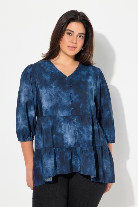 Produktbild Ulla Popken Bluse, Batikdruck, A-Linie, V-Ausschnitt, Langarm (42, 44)