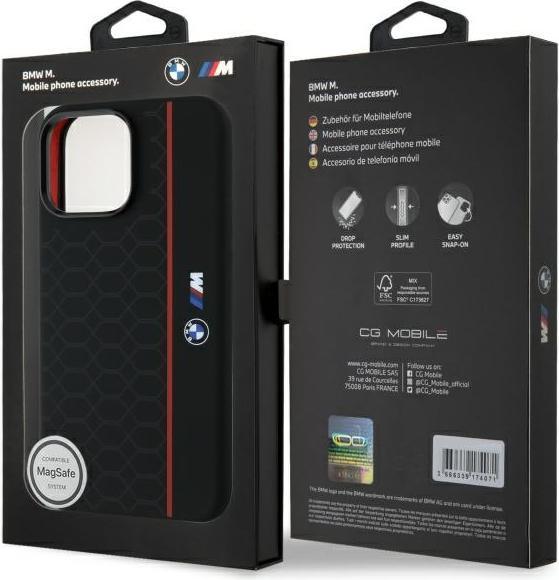 Produktbild BMW BMHMP16X23SHER iPhone 16 Pro Max 6.9" czarny/black hardcase Silicone Hexagon Red Line MagSa (Apple iPhone 16 Pro Max)