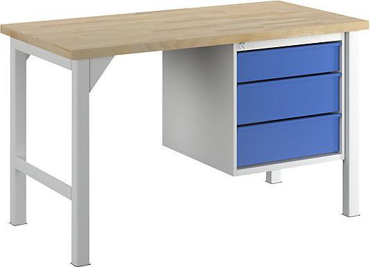 Actual product image MBA-System Modular workbench, width 1500 mm, 3 drawers 1 x 125 / 2 x 175 mm, light (150 cm, 75 cm)