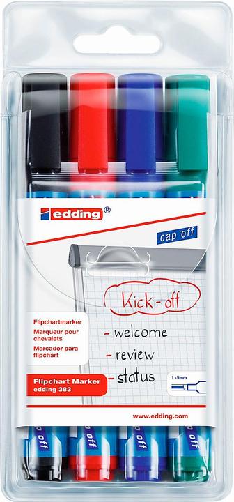 Produktbild Edding 383 (Blau, Grün, Rot, Schwarz, 5 mm, 4 x)