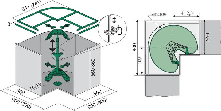 Produktbild Kesseböhmer Drehbeschlag Revo 90 Stahl silberfarbig (1 Stk.)