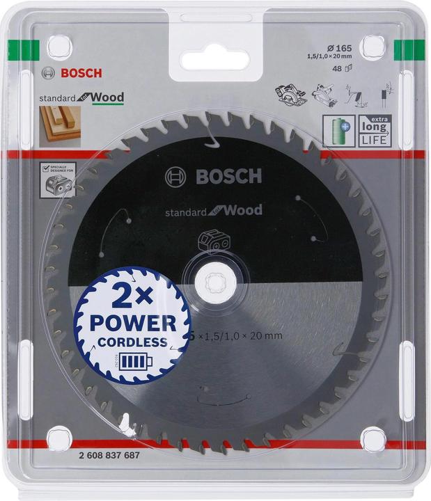 Actual product image Bosch Professional Zubehör PRO Wood cordless circular saw blade, 165 x 1.5 x 20 mm