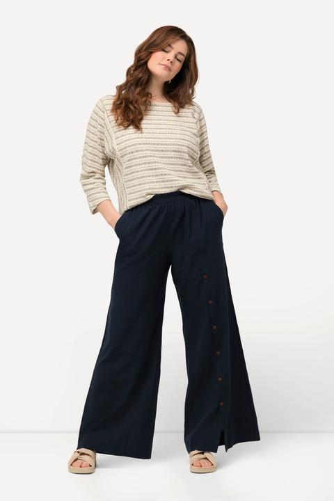 Immagine prodotto Ulla Popken Pantaloni palazzo in lino misto con cintura elastica e taglio della gamba ampio (50, 52)