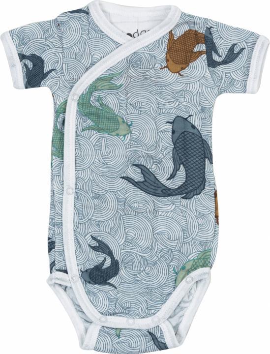 Cocoon Lodger Romper Empire Fish cotton bodysuit with short sleeves Dusty turqoise 68 cm RF 081 68 (68)