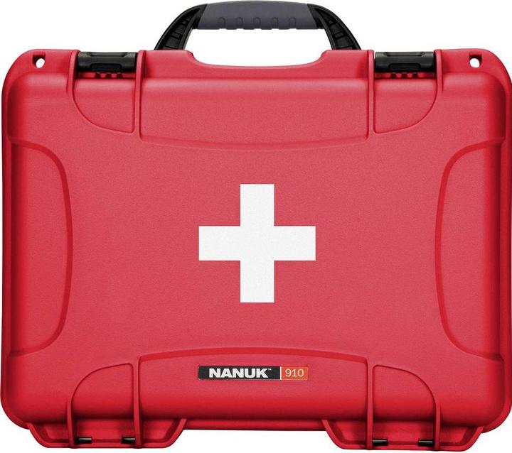 Produktbild Nanuk Case 910 w/ First Aid Logo Red Interior 335x234x97mm (Fotokoffer, 14.25 l)