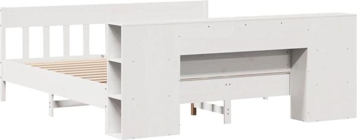 Produktbild vidaXL Massivholzbett Holzbett Bett mit Regal ohne Matratze Weiss 180x200cm (180 x 200 cm)