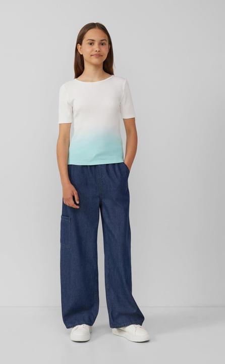 Actual product image S.Oliver T-Shirt Geripptes T-Shirt mit Cut-out und Farbverlauf (170, 176)