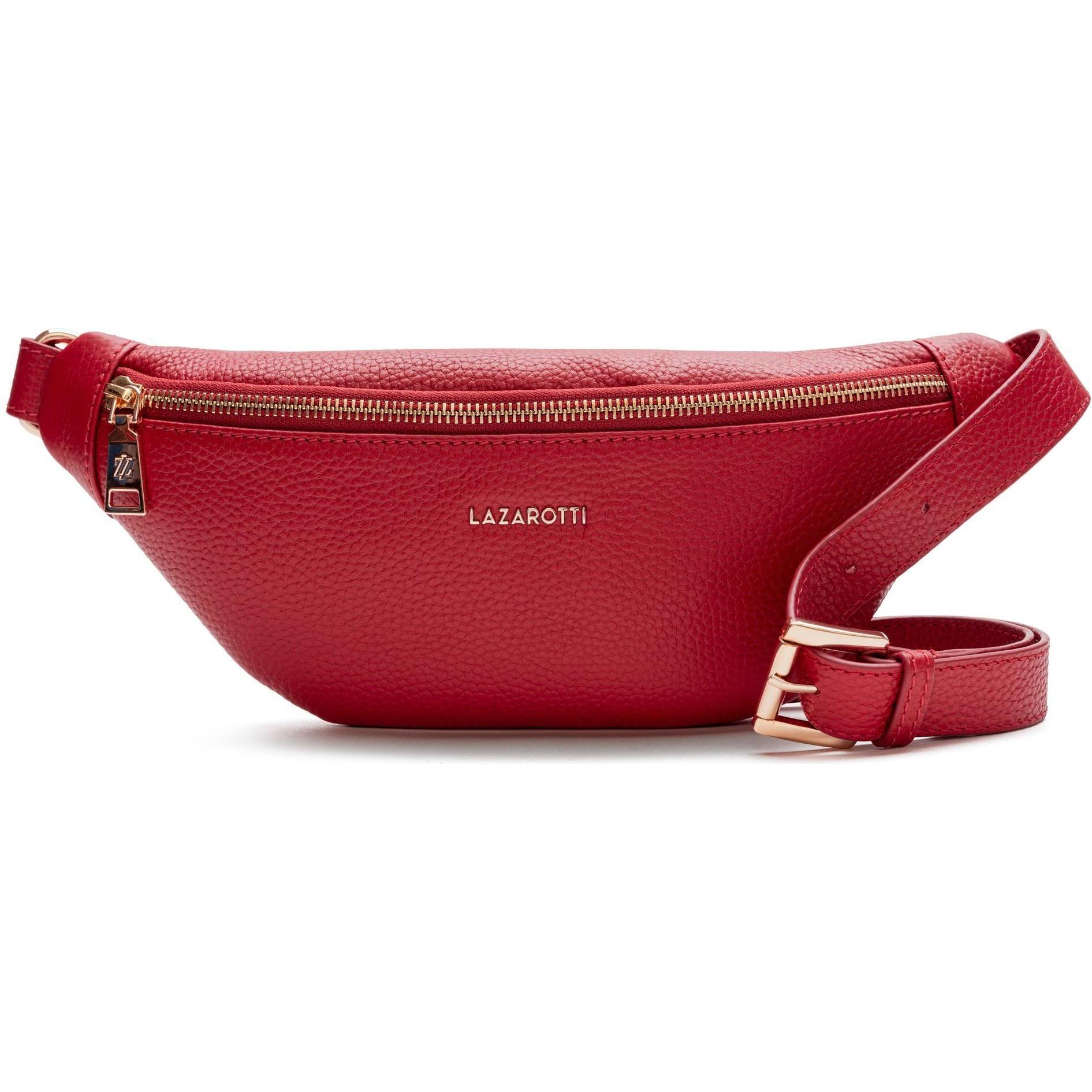 Lazarotti, Bauchtasche, Bologna Leather Gürteltasche Leder 31 cm, Rot