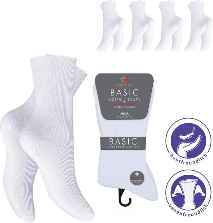 Immagine prodotto Cocaine Socks footstar Basic 35/38, Weiss (ohne Gummibund) - Damensocken (confezione da 8, 35 - 38)