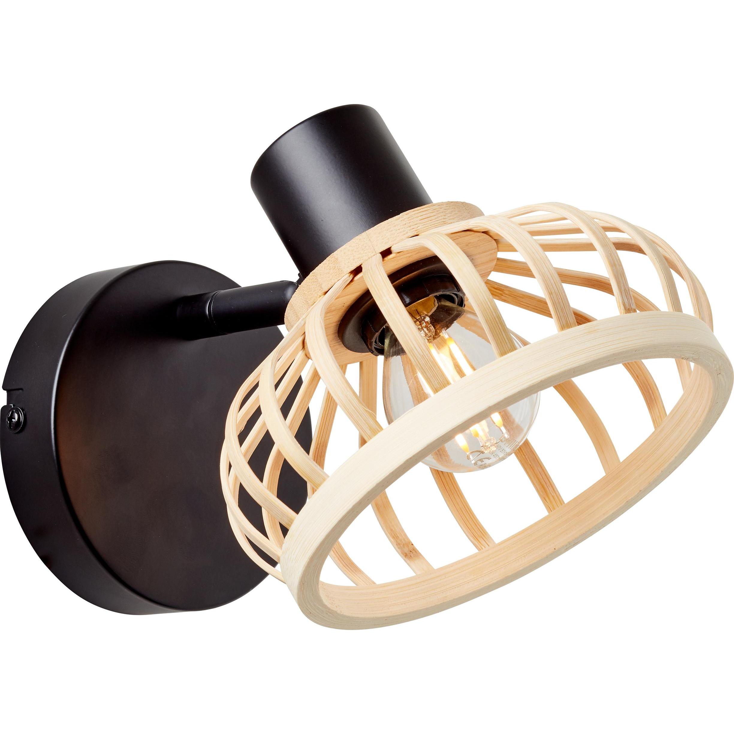 Thumbnail - Brilliant, Wandleuchte + Deckenleuchte, Norah Wandspot holz hell/schwarz (E14)