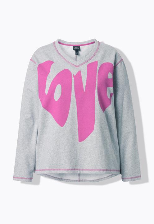 Produktbild Ulla Popken Sweatshirt, Love, A-Linie, V-Ausschnitt, Langarm (46, 48)