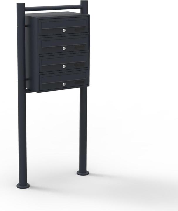 Produktbild Wiltec 4er Briefkastenanlage schwarz 270x513x1500mm Standbriefkasten Briefkasten