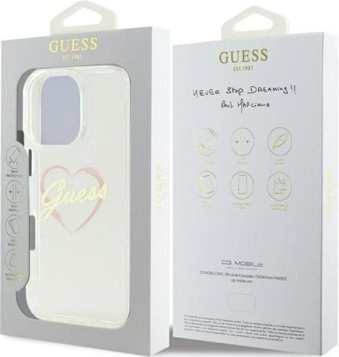 Produktbild Guess GUHCP16XHCHGSPT iPhone 16 Pro Max 6.9" przeźroczysty/transparent hardcase IML Heart (Apple iPhone 16 Pro Max)