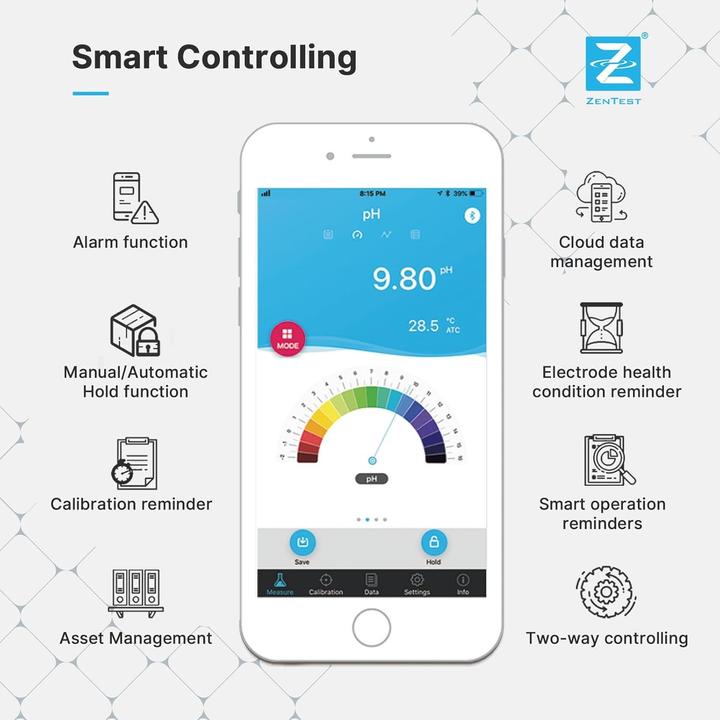 Actual product image Apera Instruments PH60SZ Smart pH meter with plugin electrode supported by ZenTest mobile app
