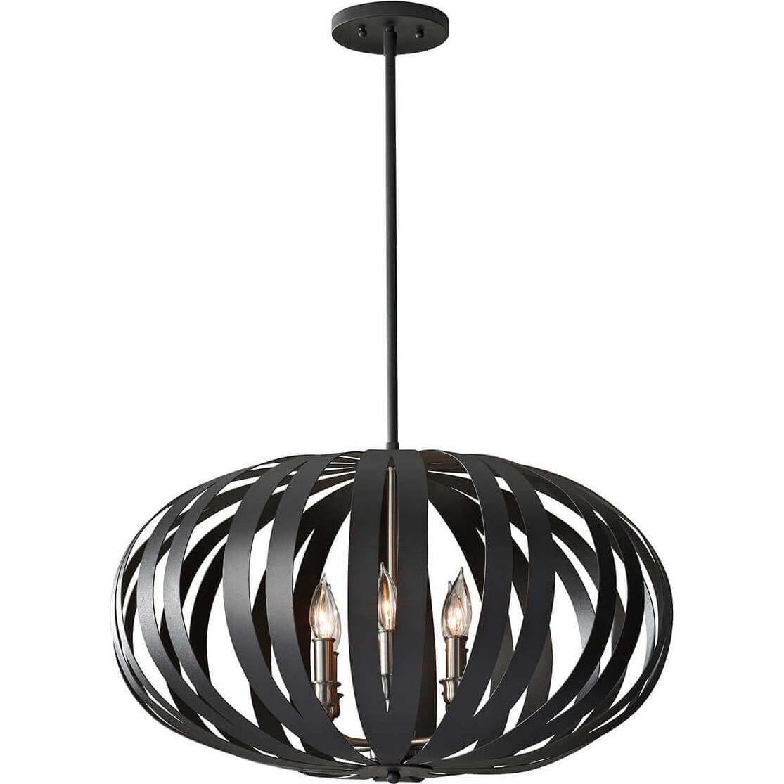 Elstead Lighting, Kronleuchter, Woodstock Kronleuchter E14 6-fach Strukturiertes Schwarz (65.10 cm)