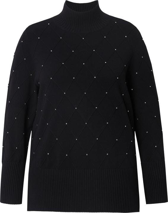 Produktbild Ulla Popken Pullover, Rhomben, Ziernieten, Stehkragen, Langarm (46, 48)
