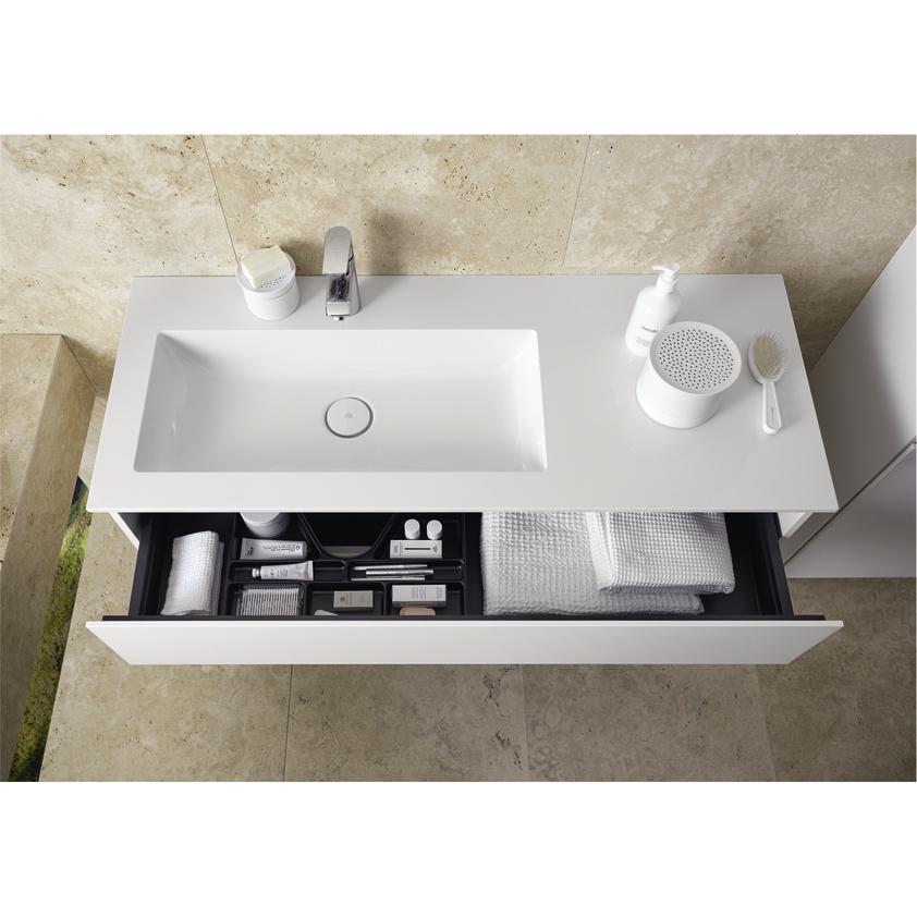 Thumbnail - burgbad, Badmöbelset, Lin20 Mineralguss-Waschtisch Farbe Weiss Glänzend linksbündig inklusive Waschtischuntersch