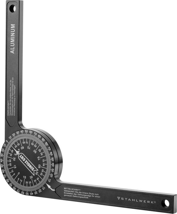Stahlwerk Winkelmesser 360° Grad Aluminium Gehrungswinkelmesser